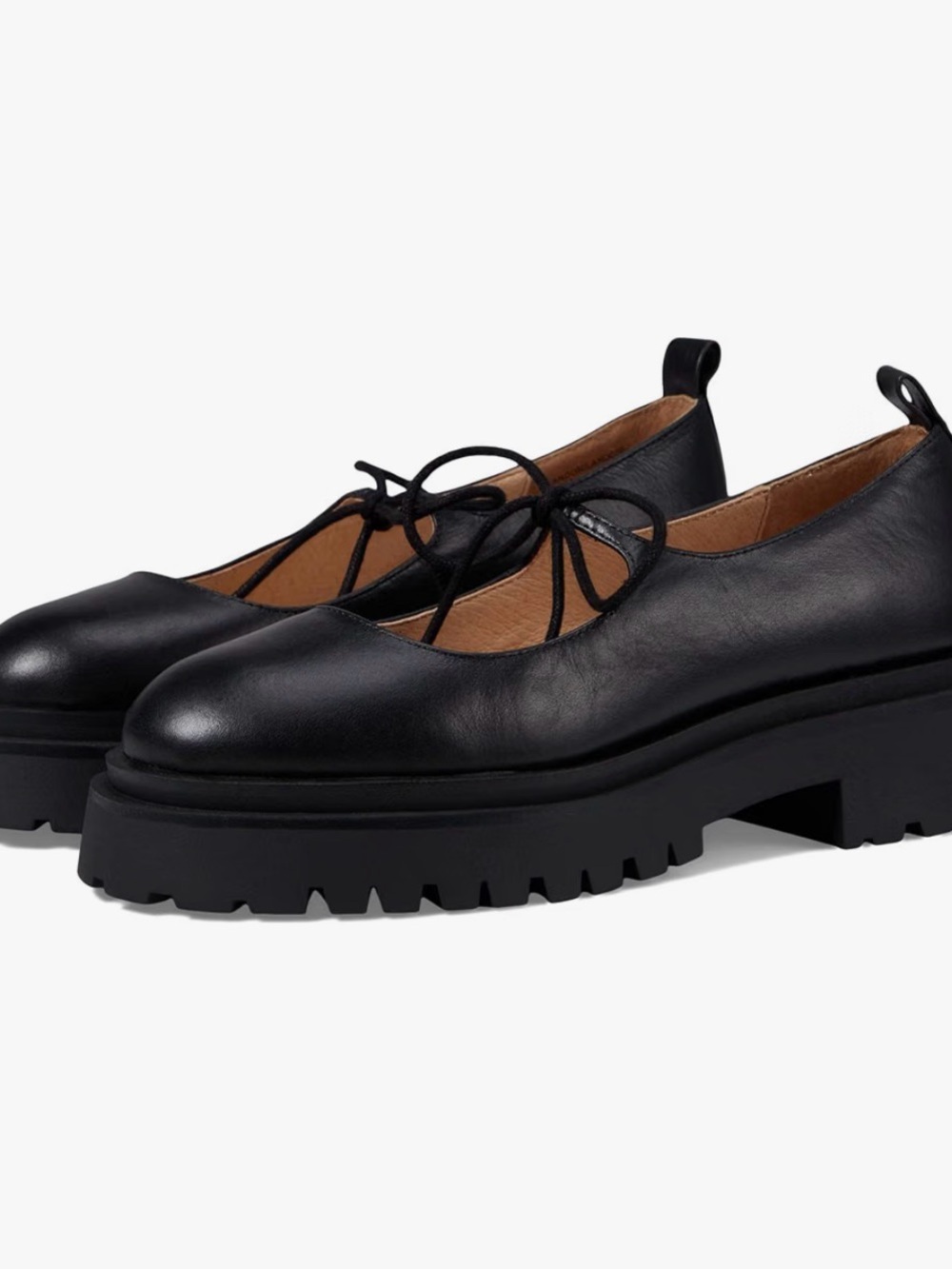 Steve Madden Landon Black Lace-Up Mary Jane Platform Flats